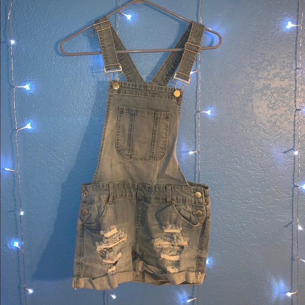 distressed overalls